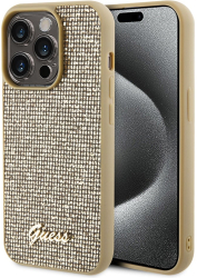 Husa pentru iPhone 15 Pro Max - Guess Disco Metal Script GUHCP15XPMSDGSD - Gold