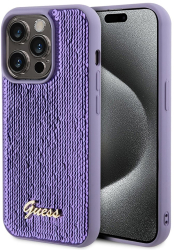 Husa pentru iPhone 15 Pro Max - Guess Sequin Script Metal GUHCP15XPSFDGSU - Purple 