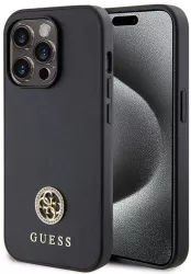 Husa pentru iPhone 15 Pro Max - Guess Strass Metal Logo GUHCP15XPS4DGPK - Black 