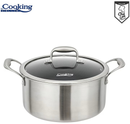 Oala cu capac sticla Cooking by Heinner Titanium 3 straturi inox inductie 28 x 13 cm 7 L 