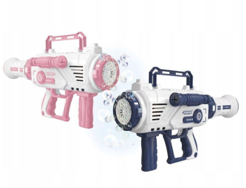 Pistol pentru baloane de sapun 12 orificii maner transport solutie inclusa lumini si muzica 