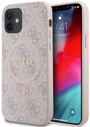 Husa pentru iPhone 12 / iPhone 12 Pro - Guess 4G Ring Classic Logo MagSafe GUHMP12MG4GFRP - Pink 