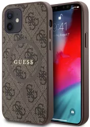 Husa pentru iPhone 12 / iPhone 12 Pro - Guess 4G Ring Classic Logo MagSafe GUHMP12MG4GFRW - Brown 