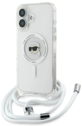 Husa pentru iPhone 16 - Karl Lagerfeld IML Crossbody MagSafe KLHMP16SHCKHNT - Transparent Karl Head 