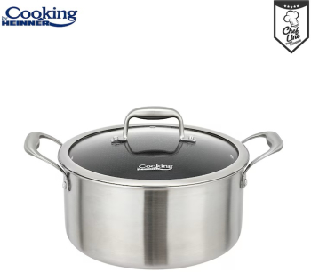 Oala cu capac sticla Cooking by Heinner Titanium 3 straturi inox inductie 24 x 12 cm 5 L 