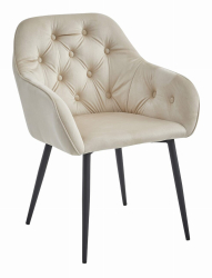 Scaun stil fotoliu bucatarie/living Artool Forio catifea metal bej si negru 61x55.5x81 cm 