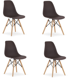 Set 4 scaune stil scandinav Artool Osaka PP lemn cafeniu 46x54x81 cm 