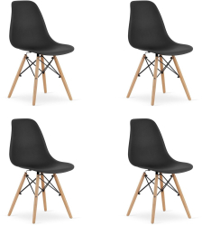 Set 4 scaune stil scandinav Artool Osaka PP lemn negru si natur 46x54x81 cm 