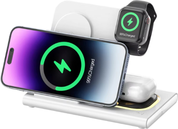 Incarcator Wireless 3 In 1 Fast Charger 15W Compatibil Cu Apple Airpods si Android Samsung Huawei Xiaomi Alb