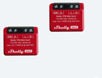Pachet de 2 relee inteligente Shelly 1PM Mini GEN3 1 canal 8A 