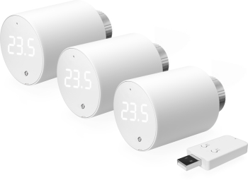 Pachet de 3 valve termostatice pentru calorifer Shelly BLU TRV cu hub Bluetooth inclus in pachet 