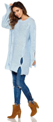 Pulover dama Diana tricotat lung acril bleu universal