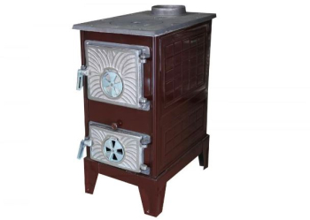 Godin de Gatit Samotat cu Lemne si Combustibil Solid Harlem Dimensiuni 300X450X610 mm Evacuare 130 mm Tabla Emailata MARON 