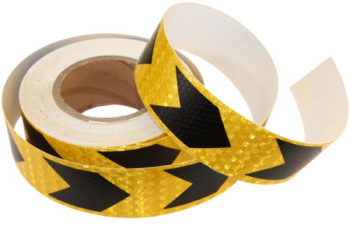 Banda reflectorizanta adeziva 5CM x 25M Galben-Negru Taxi 