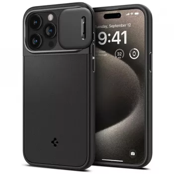 Husa iPhone 15 Pro Max - Spigen Optik Armor - Black 