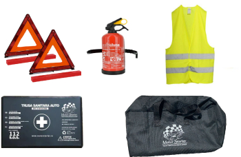 Kit siguranta auto omologat R.A.R. - Stingator P1 Trusa Medicala Geanta Triunghiuri Vesta 