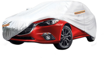 Prelata auto Skoda Fabia impermeabila cu fermoar si dungi reflectorizante culoare gri