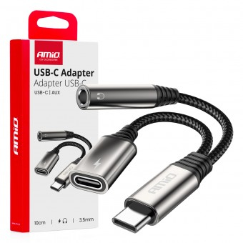 USB-C LA TIP USB-C + Mini mufa 3 5 mm Adaptor mama 10 cm AMIO-04295 