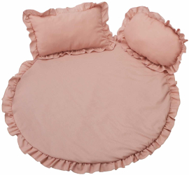 Set Covoras Impermeabil Cu Volan + 2 Perne Somnart Din In Roz 