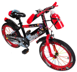 Bicicleta copii 5-7 ani cu roti ajutatoare si bidon pentru apa in suport JHT 16 inch Rosu