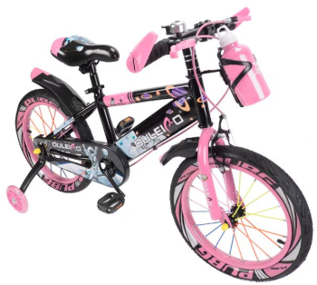 Bicicleta copii 5-7 ani cu roti ajutatoare si bidon pentru apa in suport JHT 16 inch Roz