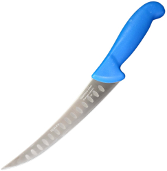 Cutit de macelarie cu lama semiflexibila de 19 cm curbata cu alveole anti-alunecare din otel german si maner anti alunecare Albastru desc 