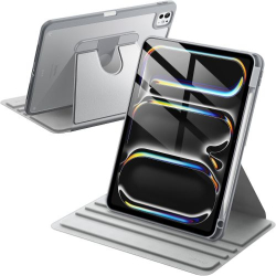 Husa 360 Smart Cover compatibila cu iPad Pro 11 2024 Pencil Slot Rebound Wake-Sleep Camera Protection Gri 