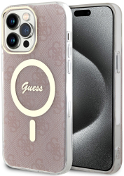 Husa pentru iPhone 15 Pro Max - Guess IML 4G MagSafe GUHMP15XH4STP - Pink 
