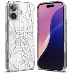 Husa pentru iPhone 16 - Ringke Fusion Design - Seoul Map White 
