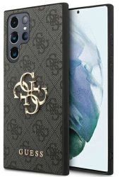 Husa pentru Samsung Galaxy S24 Ultra - Guess Leather 4G Metal Logo GUHCS24L4GMGGR - Black 
