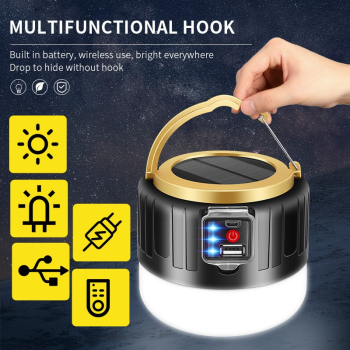 LED charging lamp emergency lighting household mobile super bright bulb - 508 black 2 batteries + remote control 