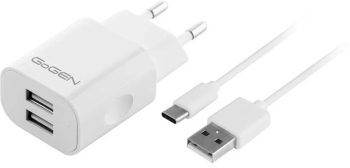 Incarcator de retea GoGEN ACH 205 CW 2 x USB 5V/2A 10W cablu USB-C 1m alb