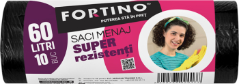 Saci menajeri Fortino 60l 10buc/set negru 