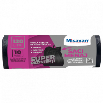 Saci menajeri Misavan 120L 10 buc/set negru 