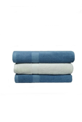 Set 3 prosoape de baie bumbac 100 70x140 cm 450 gr/mp alb/ bleu 