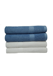 Set 4 prosoape mari de baie bumbac 100 70x140 cm 450 gr/mp alb/bleu