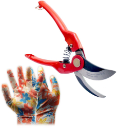 Foarfeca gradina tip bypass profesionala otel SK5 + manusi latex 22 cm XTLINE 