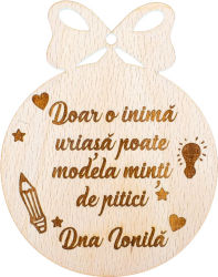 Glob de Craciun Personalizat HH922 din Lemn Model Profesor Educator 