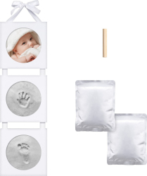 Kit de amprenta Navaris pentru bebelusi cu cadru din lemn Alb 54252.01 