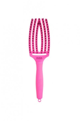 Perie profesionala de par cu peri de mistret si nailon Olivia Garden Finger Combo Neon Pink Think Pink 2023 