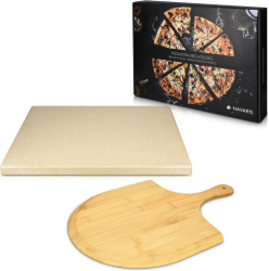 Set Piatra pizza 30 x 38 cm si lopata pizza din bambus Bej Navaris 48593.01 