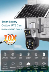 Camera de Supraveghere cu Panou Solar PTZ 4G TSS-T4B cu Doua Lentile 4MP/4MP IR 20m 10X Zoom Optic Detectia Miscarii Slot Card App V3 