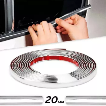 Rola Ornament autoadeziv 20mm x 15m culoare Crom SILVER 