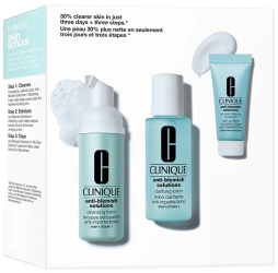 Set Spuma de curatare faciala 50 ml + Lotiune faciala exfolianta 60 ml + Tratament facial hidratant 15 ml Clinique  Anti-Blemish Soluti