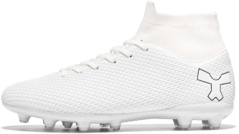 Ghete de fotbal FG MBrands cu glezniera 6.9 pentru teren iarba/sintetic crampoane alb 43 