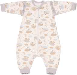 Sac de dormit copii cu picioare si maneci detasabile din bumbac flausat 6-18 luni Kidizi On a Cloud Pastel 1 tog 