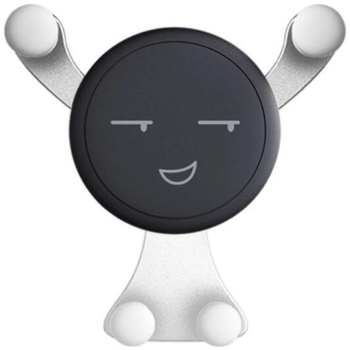 Suport de Telefon Flippy pentru Ventilatie din ABS si Silicon 11 x 10 x 4 cm pentru Telefon 4.0 - 6.0 inch Model Smiley Face Argintiu 