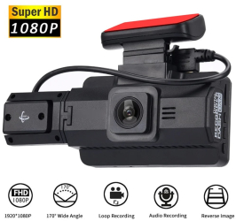 Camera Auto Dubla Fata si Interior DVR TSS-A88 1080p Ecran 3 Unghi 170 grade Night vision G Senzor Detectia Miscarii Slot Card 