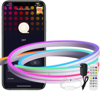 Banda LED Neon RGB inteligenta Tuya Wi-Fi sincronizare muzica IP67 compatibil Alexa/Google Assistant 5m SmartWIZ 