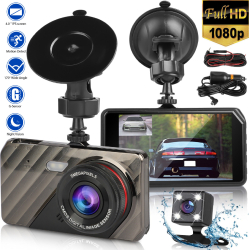Camera Auto Dubla Fata si Spate TSS-X4 Inregistrare Audio-Video Ecran 4 Full HD Unghi 170 grade G-senzor Detectia Miscarii Slot Card 